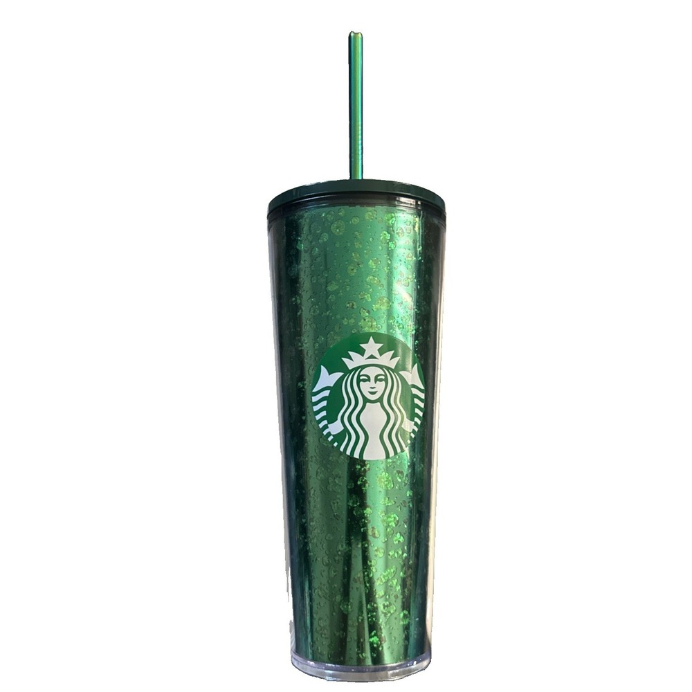 Starbucks 2019 Mercury Glitter Green Acrylic Cold Cup Venti Tumbler 24oz NEW